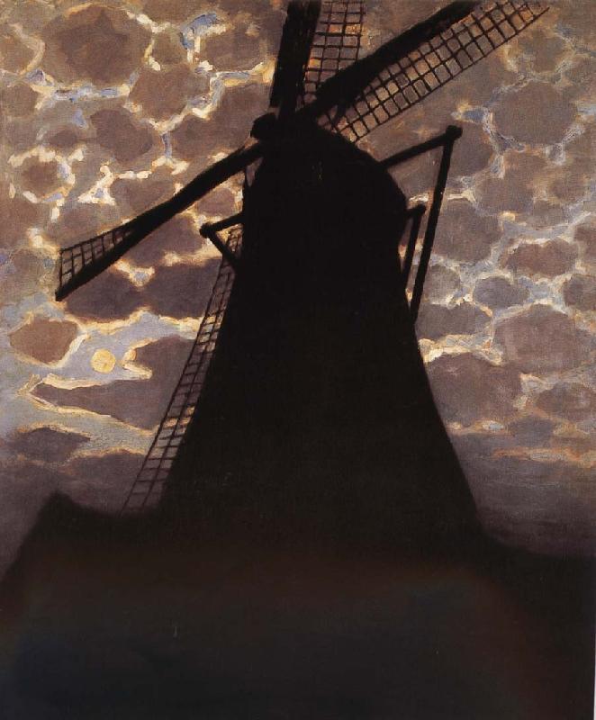 Piet Mondrian Mill under the night